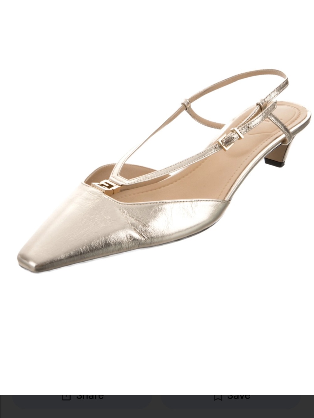 Fendi Ffold leather sling back gold t strap NWB size 10